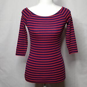 Old Navy Scoop Neck Striped Top Red/Navy XS